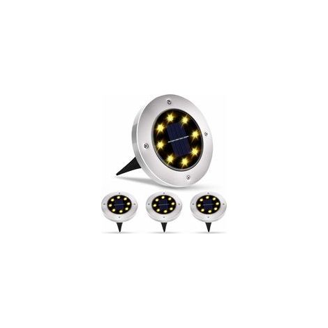 Lot de 4 projecteurs solaires extérieurs 8 LED, IP65, lumière chaude, jardin –
