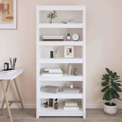 vidaXL Bibliothèque Blanc 80x35x183 cm Bois de pin massif (1/5)
