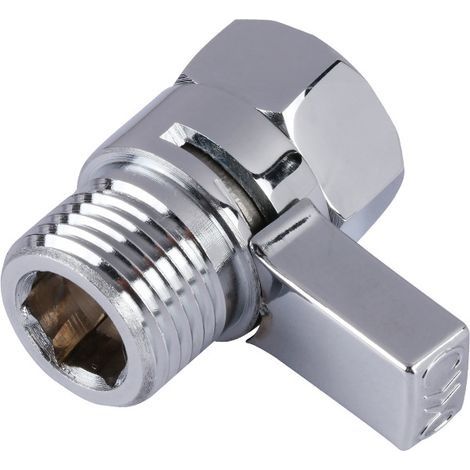 Vanne d'arrêt Pommeau Douche contrôle - Filetage G1/2" robinet extérieur, d'angle chrome Shut-Off pour Flux Robinet Débit Rechange Universelle, Valve d'angle chromée douchette à main, bras douc (1/3)