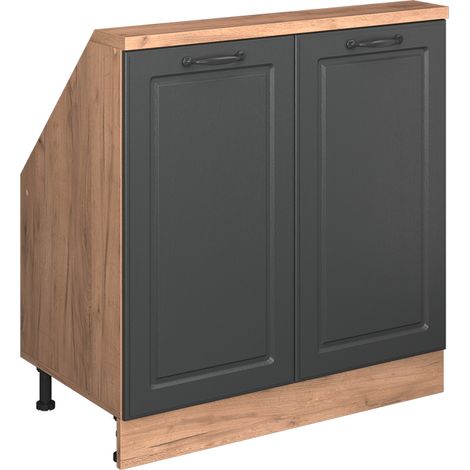 Dachschrägenschrank Rion, Goldkraft Eiche/Anthrazit Landhaus, mit 2 Türen, Vicco