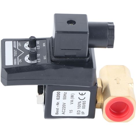 Vanne de purge automatique électronique à minuterie en laiton pour compresseur air, type séparé 220V, IP65 (1/5)