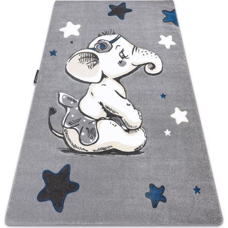 Kinderteppich PETIT ELEPHANT ELEFANT STERNE grau grey 120x170 cm