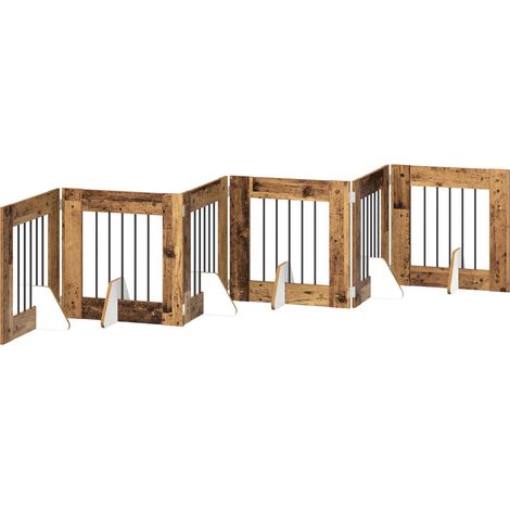 vidaXL Foldable Dog Gate with Stands 6 pcs Old Wood 362 cm