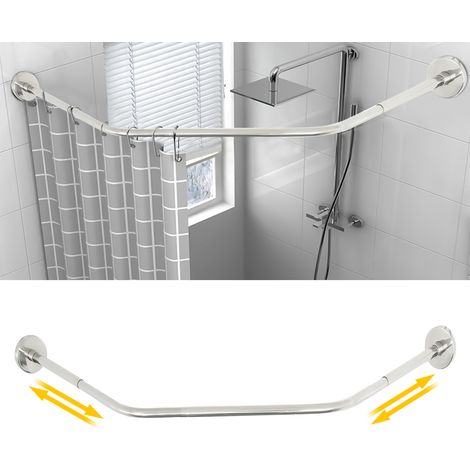 YISSALE-Eck-Duschvorhangstange aus Edelstahl - verstellbare Badestange für Duschkabinen und Badewannen, geeignet für Glas-, Marmor-, Fliesen- und gestrichene Wände, ideal für Badezimmer, Umkleideräume (1/5)