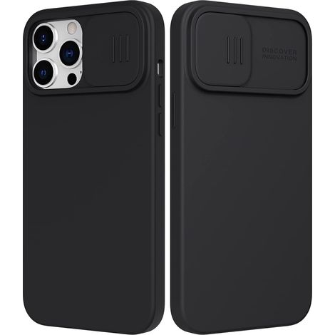 Silikonhülle für Apple iPhone 13 Pro Max, schwarz, Kameraabdeckung A2484 A2641 (1/5)
