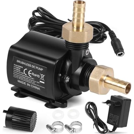 Pompe à eau submersible 12 V 900 l/h 5,5 m avec variateur de vitesse, compacte et silencieuse pour aquarium, bassin et fontaine. (1/5)
