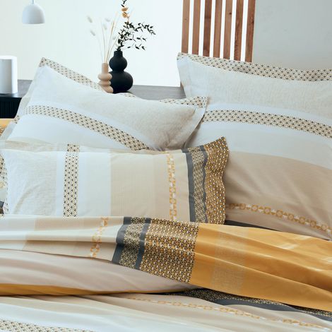 Taie d'oreiller en percale de coton au style ethnique chic Jaune 65x65 cm