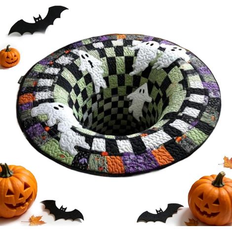 Tapis De Zone Halloween Carpette De Sol Ronde Avec Illusion D'Optique 3D  Tapis Halloween 3D Pour Extérieur Patio Porche Balcon Entrée De Maison Et Chambre À Couche (1/5)