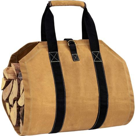 Firewood Carrier Bag, Canvas Firewood Log Bag, Water Resistant Log Carrier Bag, Foldable Fireplace Accessories (Yellow) (1/5)