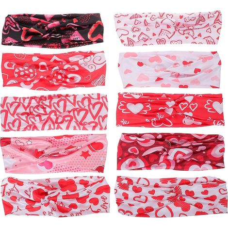Lot de 10 bandeaux de sport pour femmes, bandeaux de yoga, bandeaux anti-transpiration à motif cœur, bandeaux de fitness pour cheveux (1/5)