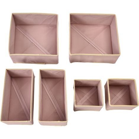 Ensemble de 6 boîtes de rangement pour sous-vêtements, soutiens-gorge, attaches et chaussettes (rose) - 3 tailles différentes (1/5)