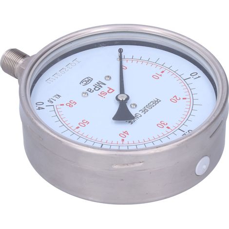 Manomètre industriel en acier inoxydable, mesure précise 0-0,4 MPa, raccord M20x1,5, cadran 150 mm, modèle Y-150BF pour usage professionnel. (1/5)