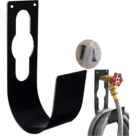 Support extensible pour tuyau d'arrosage avec crochet de suspension pour robinet, 7,5 x 11,7 x 21,5 cm, noir (1/5)