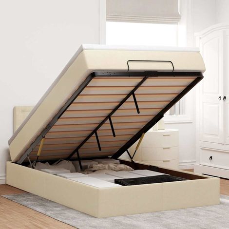 Estructura de cama otomana con colchón tela crema 120x200 cm vidaXL (1/5)