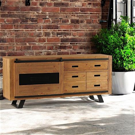 Buffet bas en pin massif brossé GREENWICH (1/2)