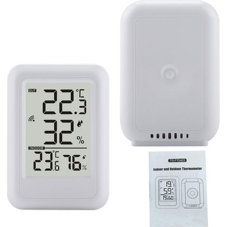 Indoor and outdoor thermometer, 2.56-inch digital display, temperature and humidity monitoring device (1/5)