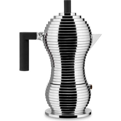 Alessi Pulcina Caffettiera Espresso per Induzione MDL02/6BFM, 6 Tazze, Alluminio, Nero