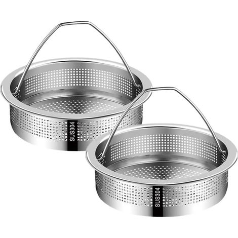2 Filtre Evier Cuisine, Grille Evier Passoire Cuisine avec Poignée De, Acier Inoxydable Bonde Evier Cuisine, Protection Contre Le Blocage, Diamètre Extérieur 77Cm, Diamètre Intérieur 67Mm