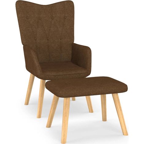 Chaise de relaxation avec tabouret Fauteuil relax - Marron Tissu BonneVie-20751 (1/5)