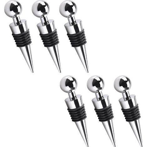 6er-Pack Flaschenverschlüsse für Wein, Champagner und Bier, runder Kopf, Metall