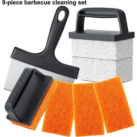 Kit de nettoyage de grille pour ,Kit de nettoyage de grille de 9 pièces avec pierre,Rasseuil,Pad et poignées de nettoyage,Outil de nettoyage (1/5)