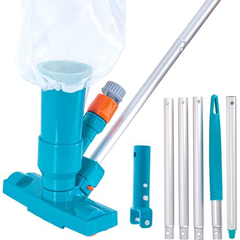 Accessoire de piscine, aspirateur manuel pour piscine hors sol, manche télescopique 5 sections de 4 pieds, sac à feuilles en maille (1/5)