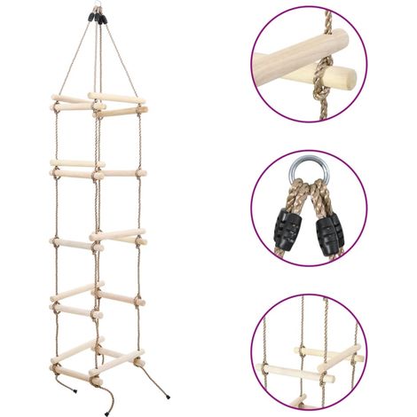 Escalera de cuerda para niños madera 200 cm vidaXL (1/5)