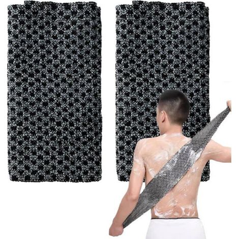2 pièces pour le gommage du dos japonais, serviette de douche exfoliante, gant de toilette exfoliant extra long pour hommes et