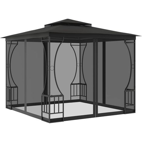 Gazebo with Nets 300x300x265 cm Anthracite vidaXL