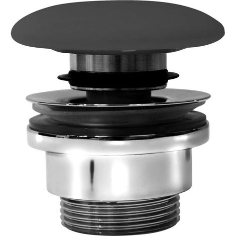 Bonde de lavabo GSI 5/4", clic-clac, bouchon en céramique, 5-65mm, noir mat (1/2)