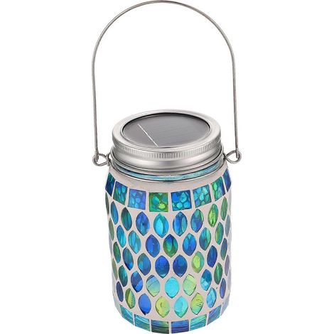 Lanterne solaire de jardin en bocal de verre, résistante aux intempéries, pour terrasse ou jardin. (1/5)