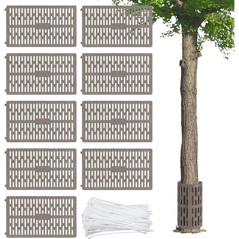 9 Pièces Protection De Tronc D'arbre, Plastique Réglable 33x20cm, Aéré Pour Jardin Et Parc, Gris (1/5)