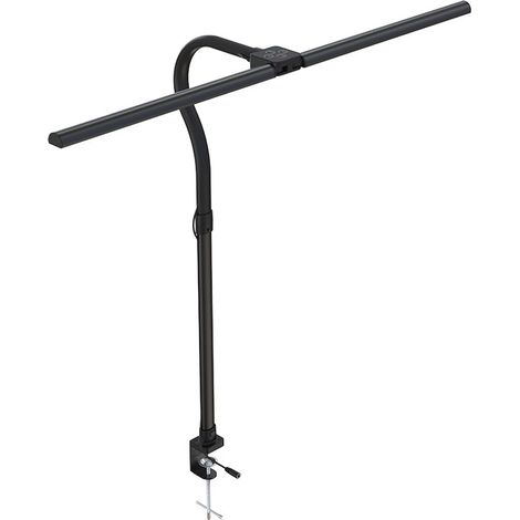 Lámpara de escritorio LED con clip doble, ajustable 360°, 5 niveles de ajuste, protección ocular, USB, 24 W de potencia, material de PC, color negro. (1/5)