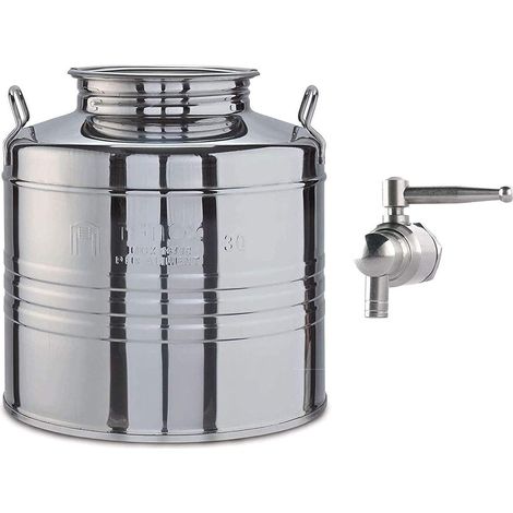 FUSTO OLIO INOX DA 30 LT + RUBINETTO ACCIAIO ANTIGOCCIA    FER 269384 + 97611