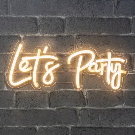 Skylantern – Néon LED Let's Party 38,5 cm – Lampe néon mural blanc chaud sur secteur – Interrupteur ON/OFF pour décoration anniversaire et mariage (1/5)
