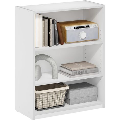 Étagère, Bibliothèque À 3 Niveaux avec Étagères Réglables, 29,5 X 63 X 80 Cm, Idéale pour Le Salon, La Chambre Ou Le Bureau, Blanche. (1/5)