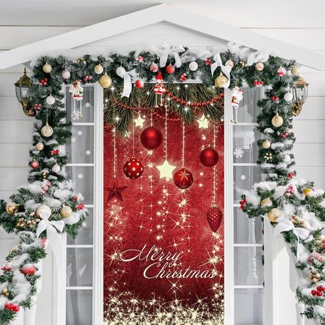 Couverture de Porte Noel, 180 x 90 cm Suspendue Bannière de Porte de Noël Décoration Toile de Fond de Noël, Joyeux Noël Bannière de Porte pour Décoration Vacances Hiver Noël et Nouvel (1/5)