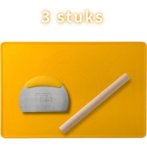Lot de 3 tapis de pétrissage en silicone petit format 60 x 40 cm pour pétrir et étaler la pâte jaune (1/5)