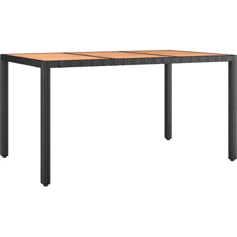 Maison Exclusive - Table de jardin plateau en bois Noir Résine tressée bois massif