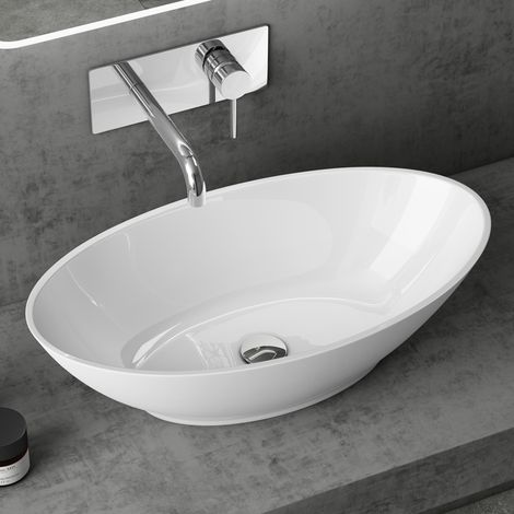 doporro Lavabo Vasque à Poser Blanc 63cm Lave Main Colossum807 63x34x17 cm (1/5)