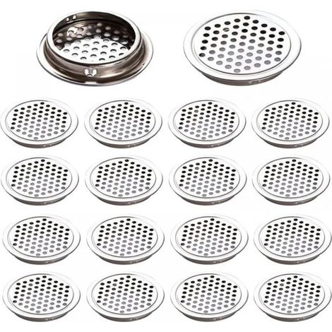 20 Pieces Air Vent Grille Round Stainless Steel Air Vent Grille Hole Stainless Steel Ventilation Grille for Kitchen Wardrobe Shoes Bathroom etc,53mm (1/4)