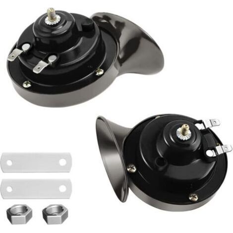 Snail Air Horn, Paquet de 2 Kit de Cornes de Train Super Bruyant 12V, Universelle Imperméable d'escargot Air Corne, Corne électrique pour Motocyclette Camions Voitures Vélos(Noir)