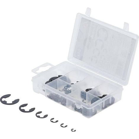 Assortiment de Circlips Profil E 3-15 mm - 94 pcs - Acier Résistant - Fixation Sécurisée - D-Work (1/5)