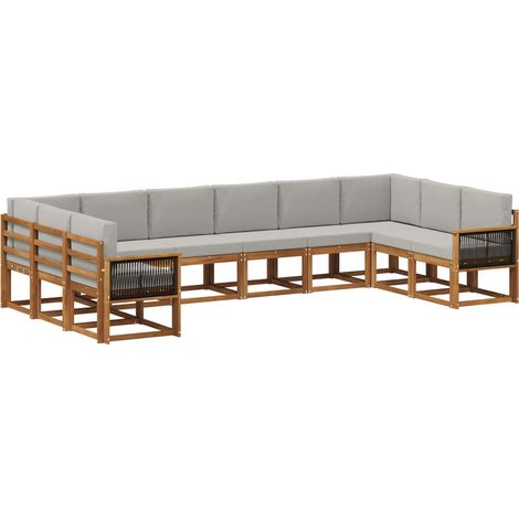 Outdoor Sofa Set with Cushion 10 pcs Natural and Light Grey vidaXL (1/5)
