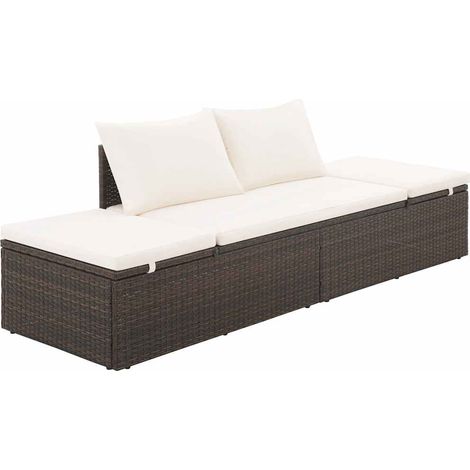 Cama de jardín 195x60 cm ratán sintético marrón vidaXL (1/9)