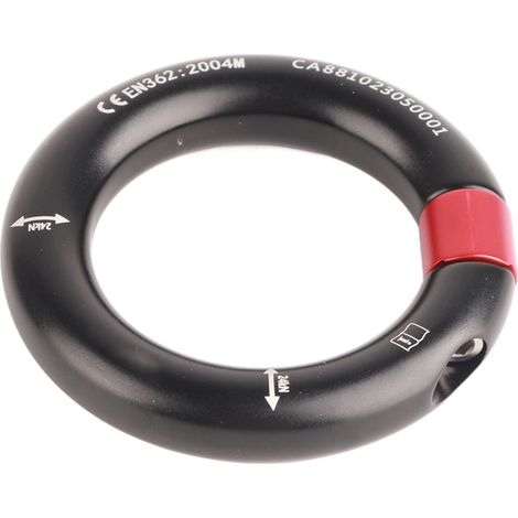 12-mm-Abseilring, abnehmbarer Verbindungspunkt zum Klettern, Verbindungspunkt für Baumpflege und Rettungseinsätze, schwarz (1/4)