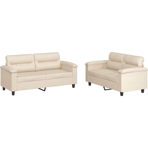 Maison Exclusive - Set Divani 2 pz con Cuscini Beige in Tessuto Microfibra