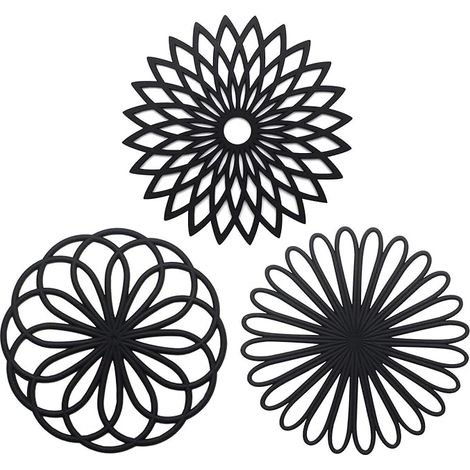 Dessous de Plat Silicone Fleurs Souples Noir (1/5)