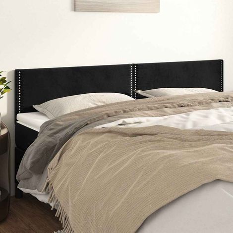 vidaXL Cabeceros terciopelo negro 200x5x78/88 cm (1/5)