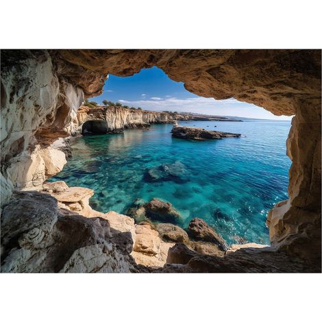 Papier peint mural grotte 3D océan paysage intissé grand format design intérieur salon chambre pas cher 150x105 cm